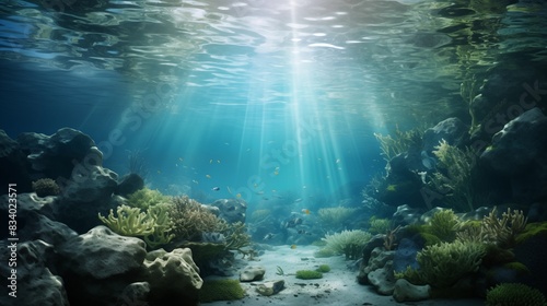 Serene Underwater World with Sunlight Shining through the Crystal Clear Waters