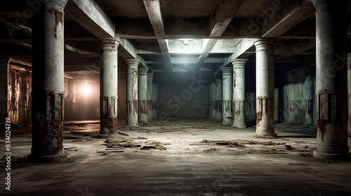 A large, empty room with graffiti on the walls. © Алла Морозова