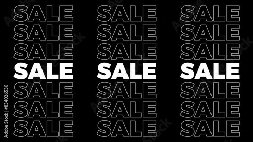 kinetic sale typography animation, Sale text animation, expanding sale text with fill and stroke 
