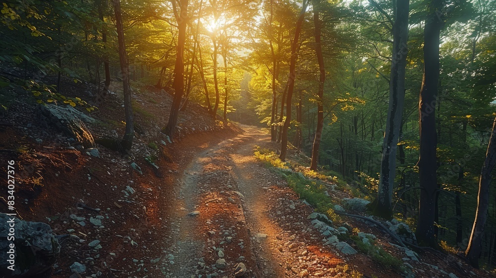 Naklejka premium way in deep forest of Croatia 