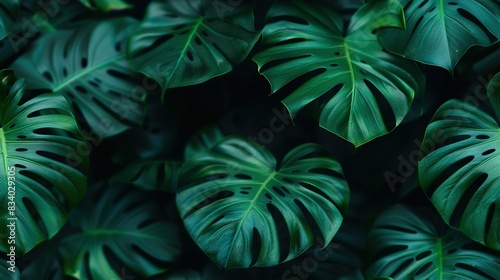   Close-up of a lush  green foliage plant  featuring numerous leaves on one side