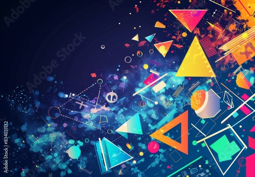Wallpaper Mural Create a dynamic back-to-school background featuring vibrant geometric shapes and symbols representing various academic subjects using generative AI. Torontodigital.ca