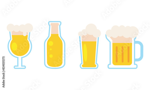 Beer glass icons set Vector