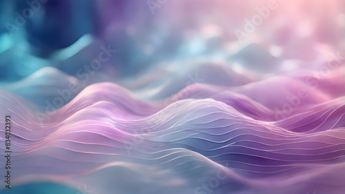 Abstract Wavy Purple And Blue Landscape With Glimmering Lights Generative AI