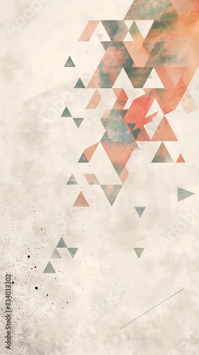 Vertical design of triangles on pale gray background