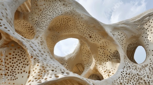 A community center built with insulated panels made from mycelium the root structure of mushrooms.