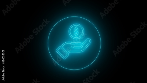 Dollar. The money sign. Neon sign, bright signboard, light banner. Editable vector image.