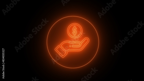 Dollar. The money sign. Neon sign, bright signboard, light banner. Editable vector image.