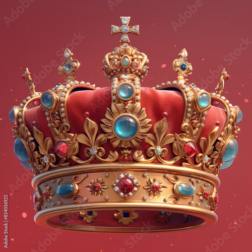 Regal Crown on Red Background for Luxury Designs Generative AI