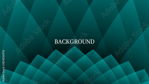 Black abstract background with teal green triangular and rhombic pattern, flower shape, modern geometric texture	
 photo