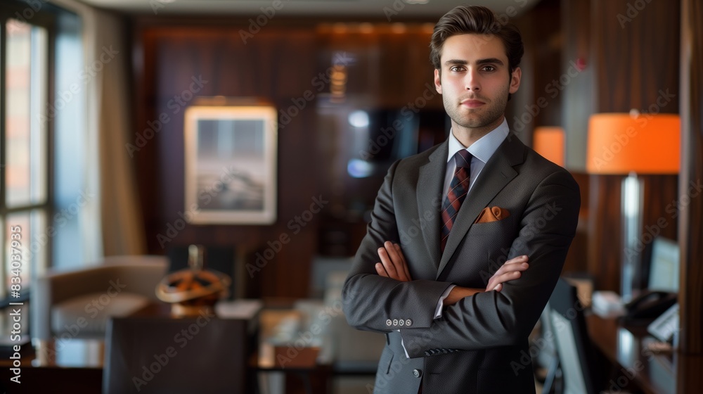 Fototapeta premium Young Man in Suit Standing in Room