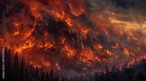 Massive Wildfire Engulfs Mountains photo