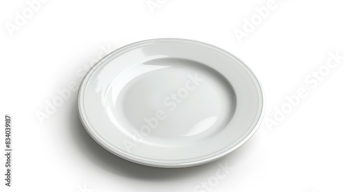 Ceramic plate with empty white circle on white background isolated with clipping path