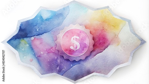 Cost savings sticker with watercolor design , cost savings, sticker, label, watercolor, discount, promotion, sale, budget-friendly, economical, money-saving, frugal, thrifty, affordable photo