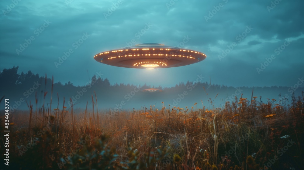 Alien UFO over field Alien UFO over field