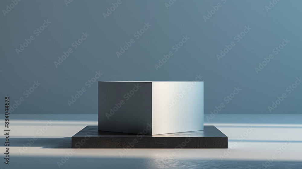 A silver box is sitting on a black surface A silver box is sitting on a black surface