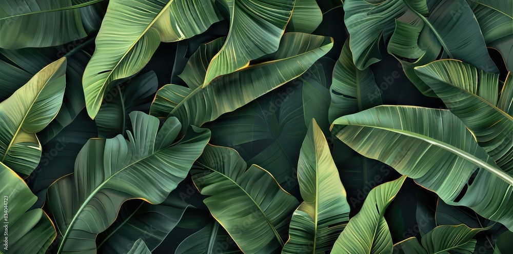 custom made wallpaper toronto digitalabstract green leaf texture, nature background, tropical leaf. AI generated illustration