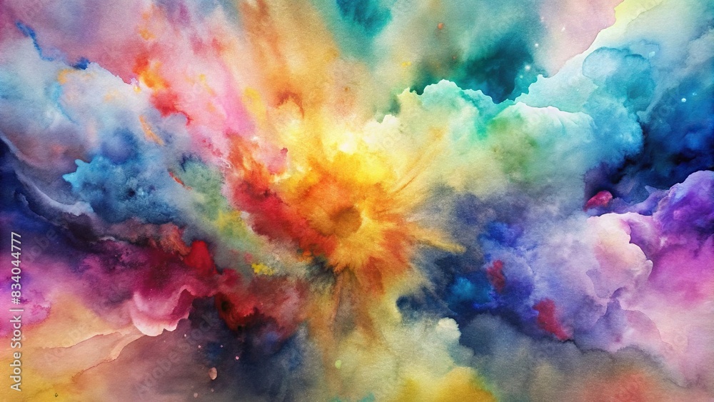 Colorful abstract watercolor painting with various vibrant shades, creating a dynamic and visually appealing composition, watercolor, art, painting, abstract, colorful, vibrant, shades