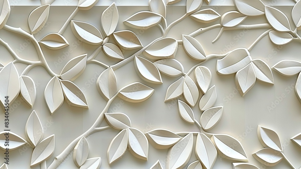 A close-up of a wall adorned with various leaves, framed within a rectangular frame in the foreground A close-up of a wall adorned with various leaves, framed within a rectangular frame in the foreground