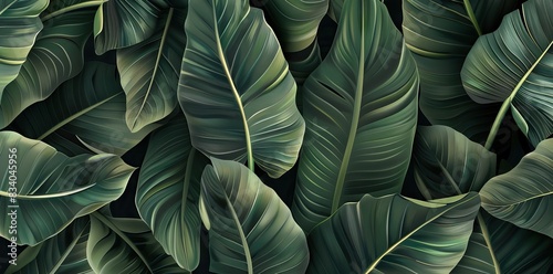 abstract green leaf texture  nature background  tropical leaf. AI generated illustration