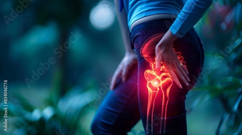 Woman Holding Knee in Pain photo