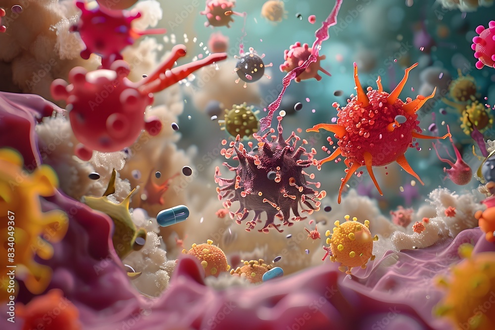 Microscopic Molecules Battling Diseases in a Vibrant 3D Animated Medical Microscopic Molecules Battling Diseases in a Vibrant 3D Animated Medical