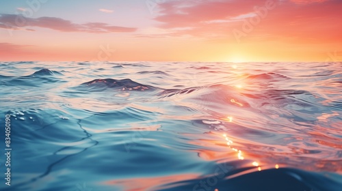 Serene Sunset Over Beautiful Ocean Waves With Reflections