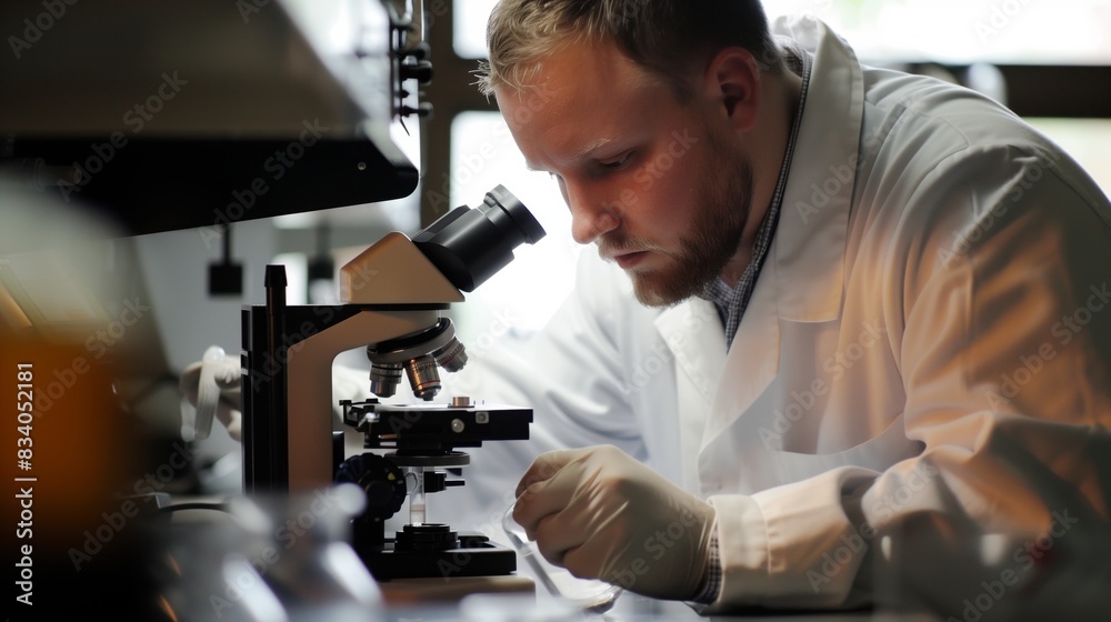 Scientist Examining Microscopic Sample Scientist Examining Microscopic Sample