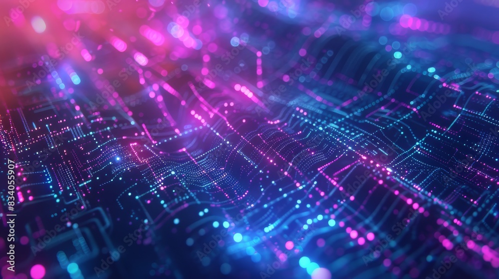 Fototapeta premium Colorful abstract background with purple and blue tint with many dots and lines