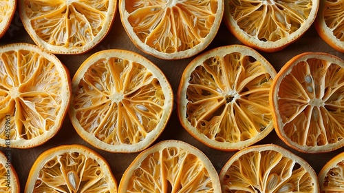  Orange slices on wooden table