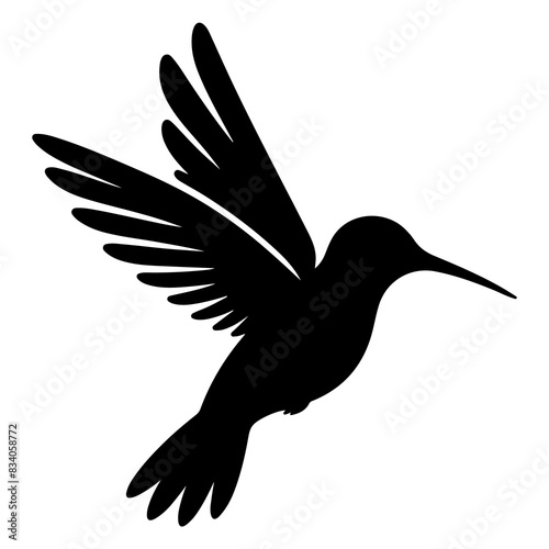 Flying hummingbirds silhouette isolated on white background
