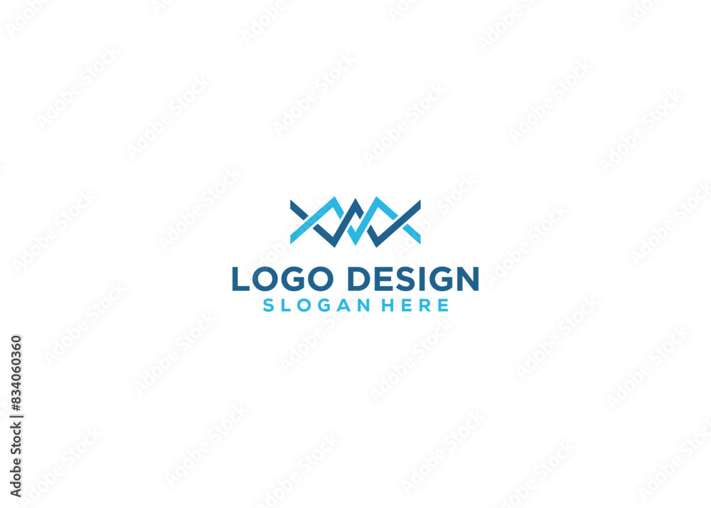Letter MW WM cardiogram logo design template Letter MW WM cardiogram logo design template