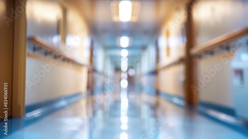 Modern Hospital Corridor Background Generative AI