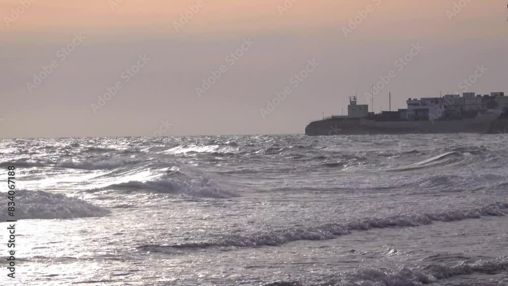 View of a stormy seascape of waves and the Black Sea. View of a stormy seascape of waves and the Black Sea.