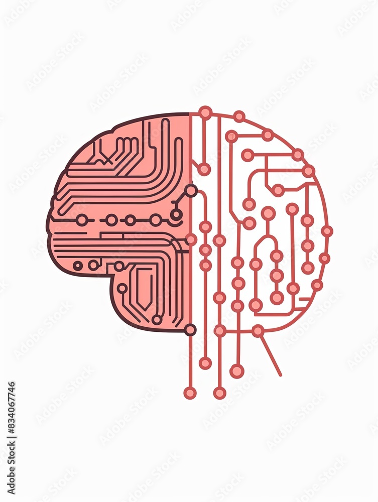 A brain with a red and white design on it A brain with a red and white design on it
