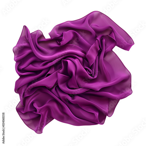 A piece of viscose fabric in deep purple, isolated on transparent background