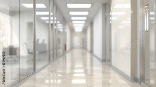 Modern Office Corridor with Blurred Background Generative AI © Alexander