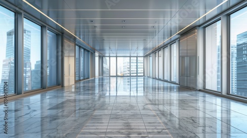Modern Office Hallway with Empty Space Generative AI