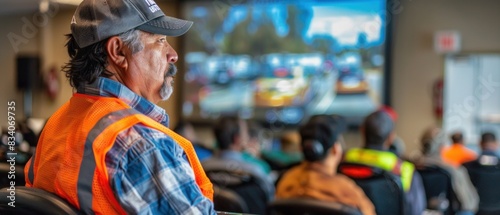 A safety instructor leads a seminar on defensive driving techniques, instilling professionalism and responsibility in attendees.