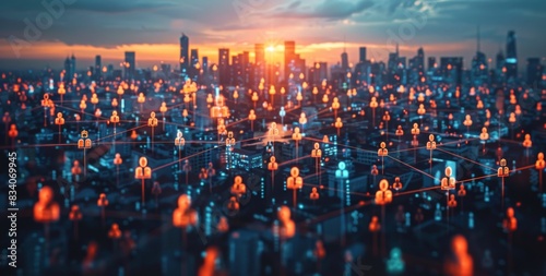 Bustling Cityscape With Crowded Streets