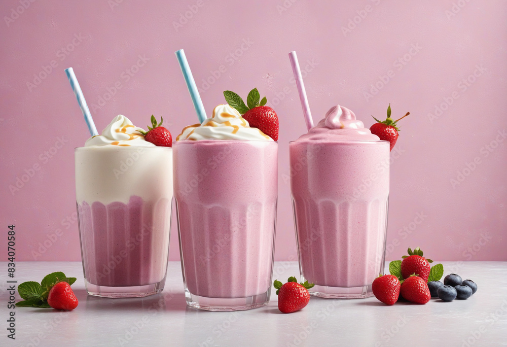 Refreshing mixed berry smoothie with whipped cream and gourmet drizzle Refreshing mixed berry smoothie with whipped cream and gourmet drizzle
