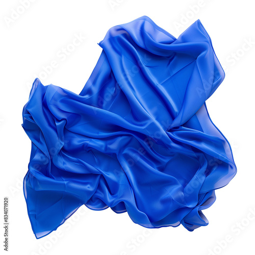 A piece of nylon fabric in electric blue, isolated on transparent background