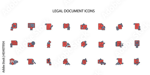 Legal document icon set.vector.Editable stroke.linear style sign for use web design,logo.Symbol illustration.
