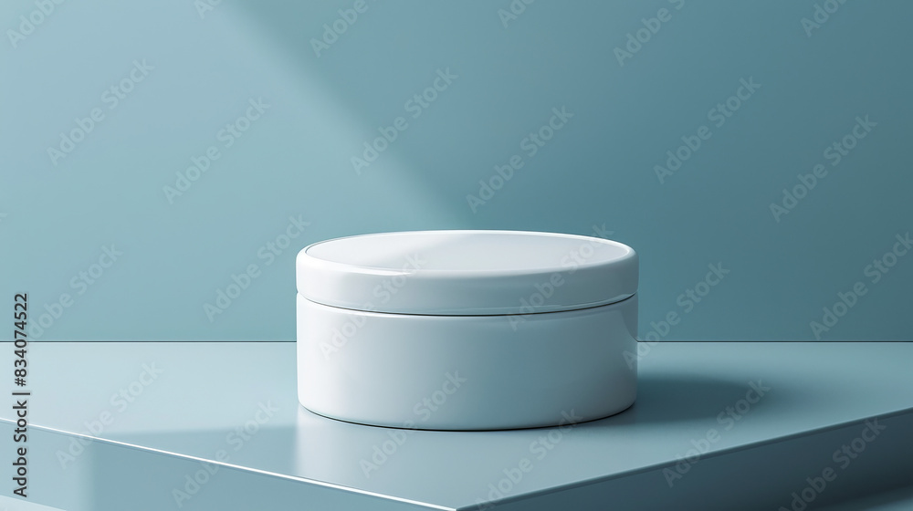 A white container with a blue background A white container with a blue background