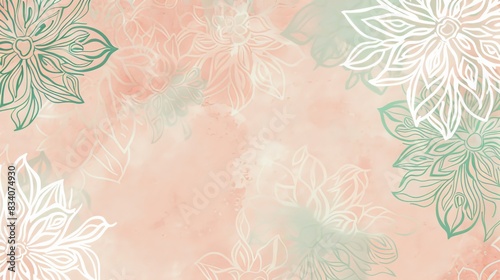 Wallpaper Mural A light pink background with a floral mandala pattern in subtle white and green tones. Excellent for womens health centers or spring event promotions Torontodigital.ca