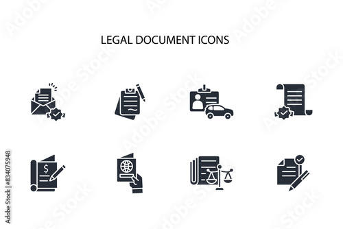 Legal document icon set.vector.Editable stroke.linear style sign for use web design,logo.Symbol illustration.