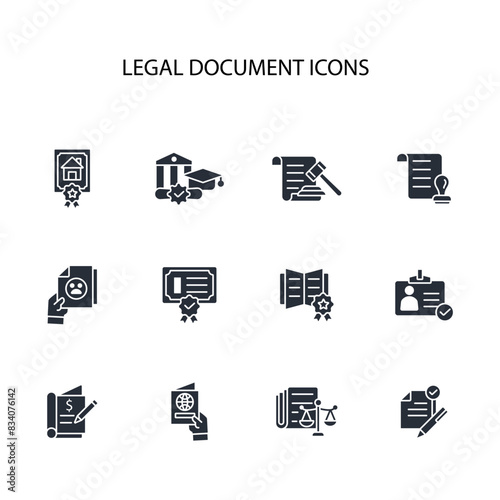 Legal document icon set.vector.Editable stroke.linear style sign for use web design,logo.Symbol illustration.