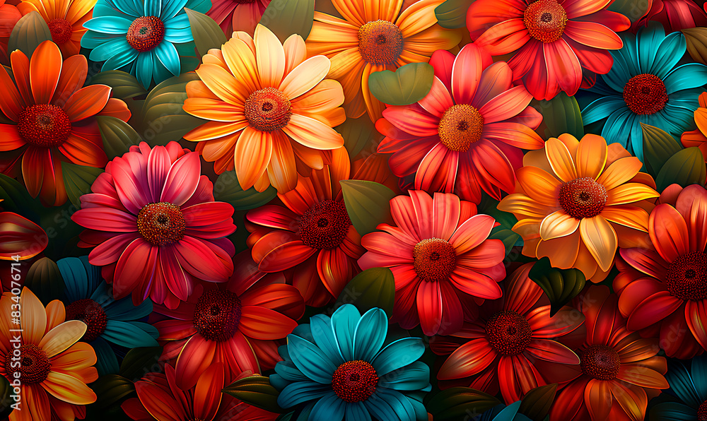 Colorful Gerbera Daisies Blooming in a Close-Up Arrangement Colorful Gerbera Daisies Blooming in a Close-Up Arrangement