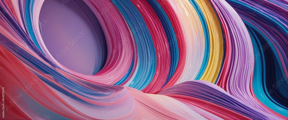 Abstract iridescent three-dimensional design with flowing shapes, gradient colors, and futuristic technology Abstract iridescent three-dimensional design with flowing shapes, gradient colors, and futuristic technology