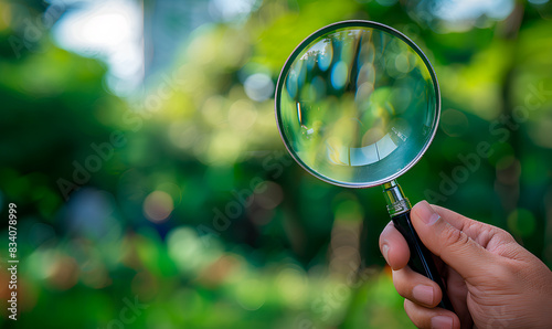 a magnifying glass is surrounded by plants